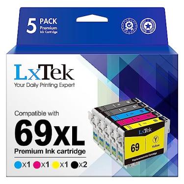 Imagem de LxTek Cartucho de tinta remanufaturado de substituição para Epson 69 para usar com Stylus CX6000 CX8400 NX400 NX410 NX415 NX515 Workforce 600 610 615 1100 (2 pretos, 1 ciano, 1 magenta, 1 amarelo)