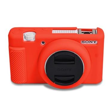 Imagem de Easy Hood Capa para câmera ZV-1F, capa protetora de borracha de silicone macio para câmera Vlog Sony ZV1F/ZV-1 II/ZV-1M2/ZV-1 Mark II, Slim Fit Body Skin DSLR Camera Sleeve Protection (Vermelho)