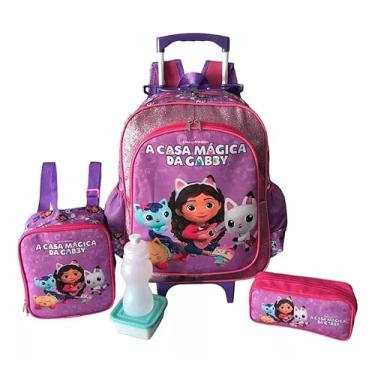 Imagem de Kit Mochila Escolar A Casa Mágica Da Gabby Tam G Rodinhas