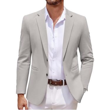 Imagem de COOFANDY Blazer masculino casual de malha com dois botões e jaqueta esportiva leve, Cinza claro, Large