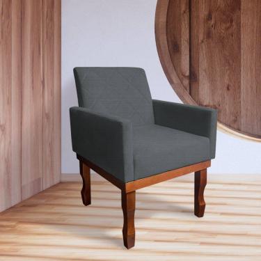 Imagem de Kit 3 Poltronas Medusa Retrô Pés De Madeira Maciça Linho Cinza Escuro