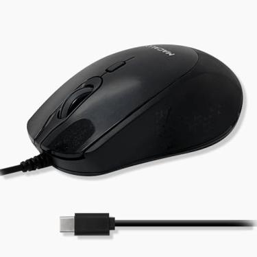 Imagem de Macally Mouse USB C para Mac esculpido para conforto Mouse tipo C com fio para MacBook Pro Air|iPad|PC|iOS|Android Plug and Play USBC Apple Mouse com corpo ambidestro e 4 modos DPI Preto