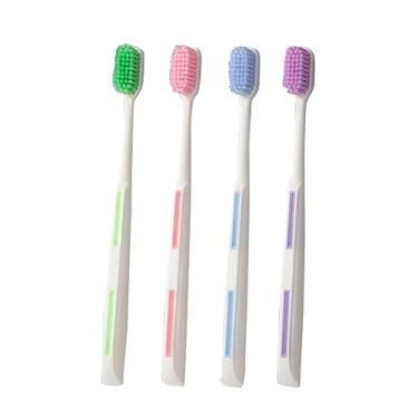 Imagem de RYZGOJV Escovas de dentes premium embaladas individualmente, cerdas de nylon macias multicoloridas, escovas de limpeza para dentes sensíveis e gengivas recuadas, 4 peças-B02