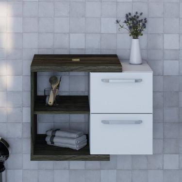 Imagem de Armário Gabinete Nexus 65cm Contemporâneo Carvalho Dark/Branco Chess