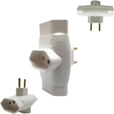Imagem de Multiplique Suas Tomadas com o Adaptador Universal Tipo N Benjamim T Horizontal Bivolt 110V/220V - 10A/20A 250V Cor Branco KIT Com 2 UNIDADES