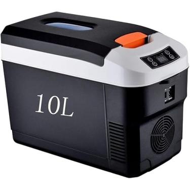 Imagem de Geladeira de carro, caixa térmica elétrica, freezer de 10L litros 12V 220V portátil mini geladeira de viagem quente/frio adequado para motorista de caminhão, acampamento, piquenique etc., 1