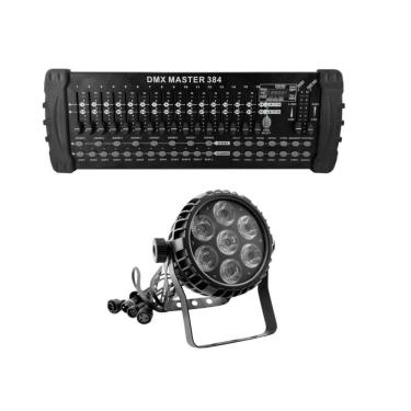Imagem de Kit 4 Par Led 6In 1 Rgbwa+Uv E Mesa Controladora Dmx 384