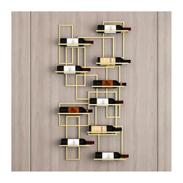 Imagem de Prateleira Estreita Para Exposição De Garrafas De Bebidas Para Bar, Porta-vinhos Montado Na Parede Com Suporte Para Copos, Porta-vinhos De Parede Com Acessório(Gold)