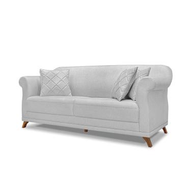 Imagem de Sofá 2 Lugares Pé De Madeira Julieta 160 Cm Linho S04 - D`rossi Cor Grigio