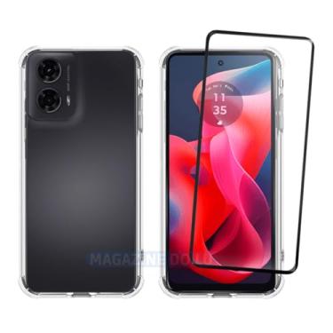 Imagem de Kit Capa Capinha Anti-Impacto Premium Transparente + Película de Vidro 3D Compatível com Motorola Moto G24