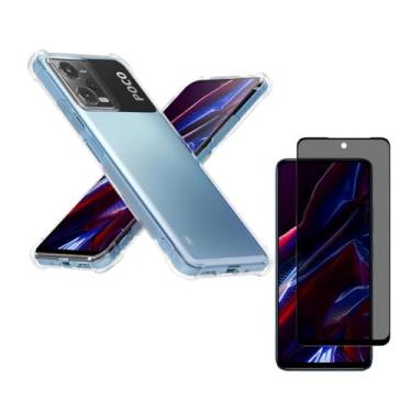 Imagem de Capa Capinha Anti Impacto + Película Privacidade 3D Para Poco X5 Tela De 6,67 Polegadas - (Bluepink)