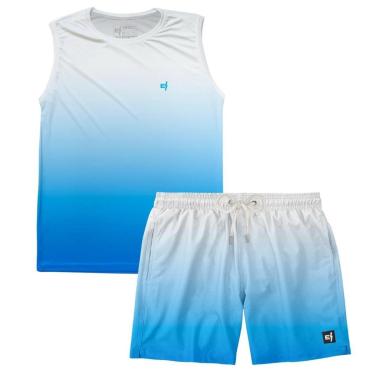 Imagem de Kit Regata Masculina Fitness Short Musculação Moda Verão Surf Boardshort Colorido-Masculino