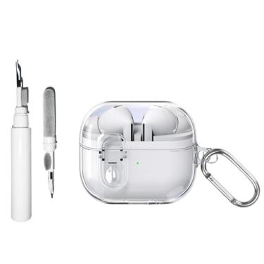 Imagem de [3 em 1] Capa TSVSXS Lock compatível com Samsung Galaxy Buds3 Pro/Galaxy Buds3 (2024) com kit de limpeza e chaveiro, capa protetora de carregamento sem fio transparente à prova de choque