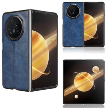 Imagem de Kukoufey Capas de telefone compatíveis com Honor Magic V3, couro PU retrô ultrafino à prova de choque compatível com Honor Magic V3 5G FCP-AN10 capa azul