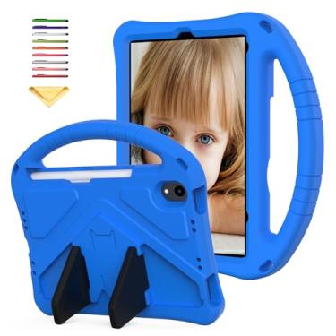 Imagem de UUcovers Capa infantil para iPad Mini 6 2021 21.1 cm, com suporte/alça/porta-lápis/suporte, macia, eva, à prova de choque, leve, para iPad Mini 6ª geração de 8,3 polegadas (A2567 A2568 A2569), azul