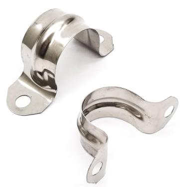 Imagem de Braçadeira de tubo rígido de 3/4 polegadas, alça de dois orifícios, clipe de tubo de suporte U, suporte de aço inoxidável, suporte de tubulação resistente, 50 peças (25 mm)
