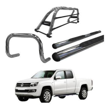 Imagem de Kit Quebra Mato estribo Oval santo Amarok Cd Cromado - HOZZ