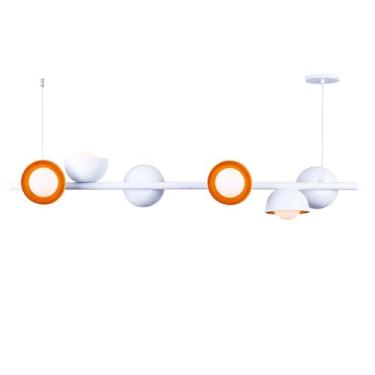 Imagem de Luminária Pendente Jabuticaba 6 Lâmpadas Para Sala de Jantar Mesa Balcão Bivolt (Branco com Dourado)