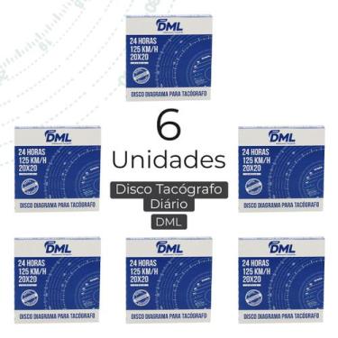 Imagem de KIT 6 caixas Disco Tacografo Diario 125x24 cx 100 Unidades - DML