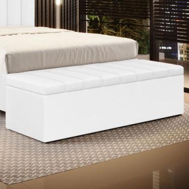 Imagem de Calçadeira Baú Navi 140 Couro Aradecor, Branco, 140X46X45