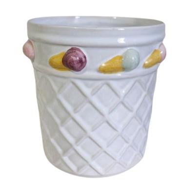 Imagem de Porta Pote Sorvete Redondo Cerâmica Sobremesa 2 Litros - Casa Dami