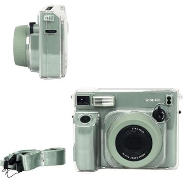 Imagem de VOVMOEYA Capa protetora transparente para Fujifilm Instax Wide 400, bolsa de transporte para Instax Wide 400 para câmera instax wide400, capa de policarbonato com alça capa completa ultra transparente