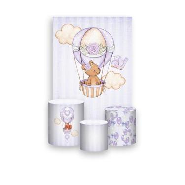 Imagem de Painel De Festa Vertical 1,50 x 2,20 + Trio De Capas Cilindro - Ursinh