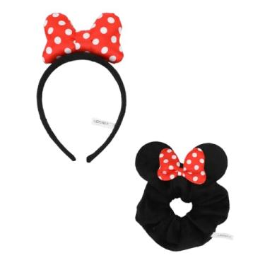 Imagem de Disney Minnie Mouse Conjunto de 2 peças para cabeça de pelúcia e scrunchie, Minnie Mouse Dsy de 2 peças, 1 Count (Pack of 2)