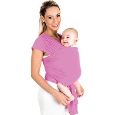 Imagem de Baby Sling Mamãe Canguru Malha 100% Algodão - Rafaloro Enxovais, Rosa