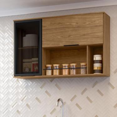 Imagem de Armário Aéreo com Vidro 2 Portas Toscana Espresso Móveis