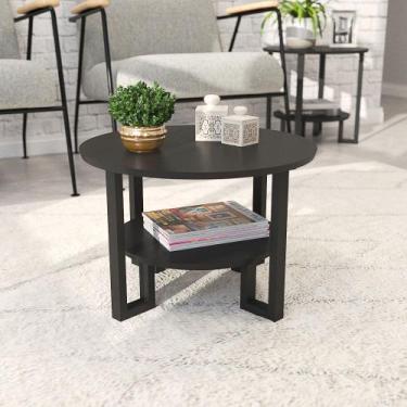 Imagem de Mesa de Centro Redonda Lótus com Pés de Ferro - Preto - Nosso Sonho De