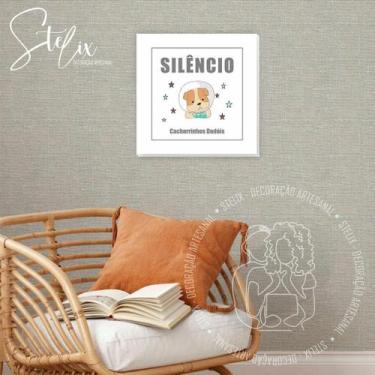Imagem de Placa de Aviso Para Veterinária - Silêncio - Stelix, 20x20, Cachorrinh