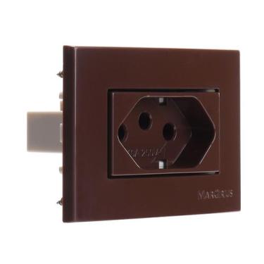 Imagem de Conjunto para móvel móveis planejados com Tomada 10A 2P+T Marrom Brilh