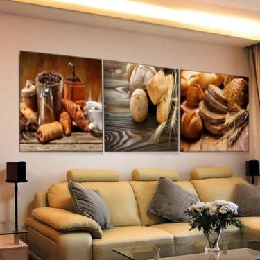 Imagem de Quadro Mosaico Decorativo Pão, Café, Padaria 180x60 - NEYRAD