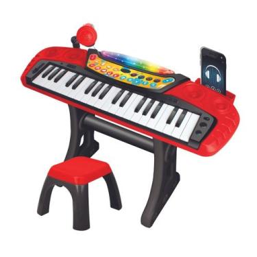 Imagem de Teclado Piano Musical Grava E Reproduz C/ Banquinho  - Zoop - Zoop Toy