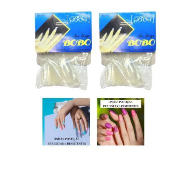 Imagem de Kit 48 Unhas Postiças Realista Bobo Transparente Quadrada