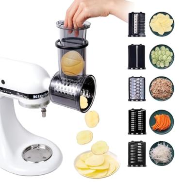 Imagem de PQPO Acessório para ralador/triturador para batedeira KitchenAid com 5 lâminas, acessório para ralador de queijo, acessórios de batedeira Kitchenaid