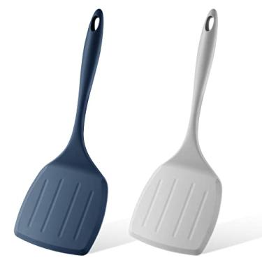 Imagem de Lallisa 2 espátulas de silicone extra grande resistentes ao calor antiaderentes espátulas de panqueca espátula de cozinha flexível para utensílios de cozinha, assar, fritar, panqueca de ovo