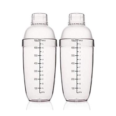 Imagem de 2 peças de coqueteleira de plástico, batedeira de bebida Boba Tea Shaker, conjunto de ferramentas profissionais de bar (700 ml)