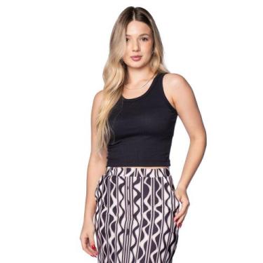Imagem de Regata Feminina Mormaii Curta Canelada Preto, Preto, M