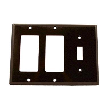 Imagem de Leviton Placa de parede marrom para combinação de três grupos, um interruptor, dois decora, 80431, marrom