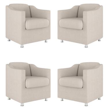 Imagem de Kit 04 Poltronas Decorativas Sala De Espera Clinica Suede Cor:Bege