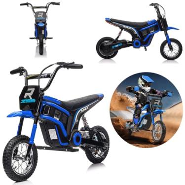Imagem de Mini Moto Elétrica Infantil 24V Veiculo Motorizado Baby Style Trilha Terra Crianças até 65Kg Bateria Recarregável Motor 350W Rodas 12 Suspensão Luzes LED Música e Controle de Acelerador (Azul)
