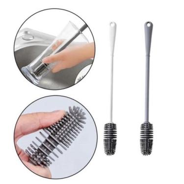 Imagem de Escova Lavar Garrafa Mamadeira Taça Copos Jarras Em Silicone - REIS VA