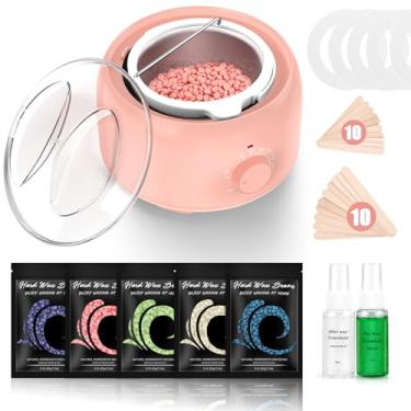 Imagem de TIKESI Kit de depilação – Aquecedor de cera para depilação, kit de cera dura com 5 sacos de grãos de cera dura para corpo inteiro, pernas, rosto, sobrancelhas, biquíni, kit de depilação brasileira