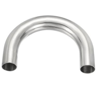 Imagem de PATIKIL Tubo estendido sanitário de 180 graus, tubo de escape de cotovelo curva de mandril OD 304 de aço inoxidável 304 para soldagem corrimão de escada modificada HVAC