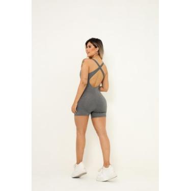 Imagem de Macaquinho Fitness Feminino De Academia Costas Cruzada Curto - Jinking