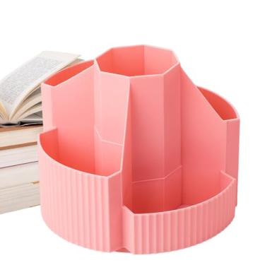 Imagem de Porta-lápis giratório para mesa, organizador de mesa giratório - Copo de armazenamento de lápis com 5 compartimentos | Porta-lápis organizador de fornecimento de arte copo de lápis organizador de pinc