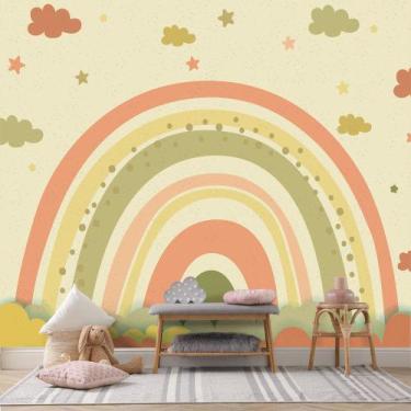 Imagem de Papel de Parede Quarto de Menina Arco-íris Cores Quentes 9m² - Quartin