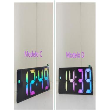 Imagem de Relógio de led digital colorido mesa calendário temperatura alarme-PTC